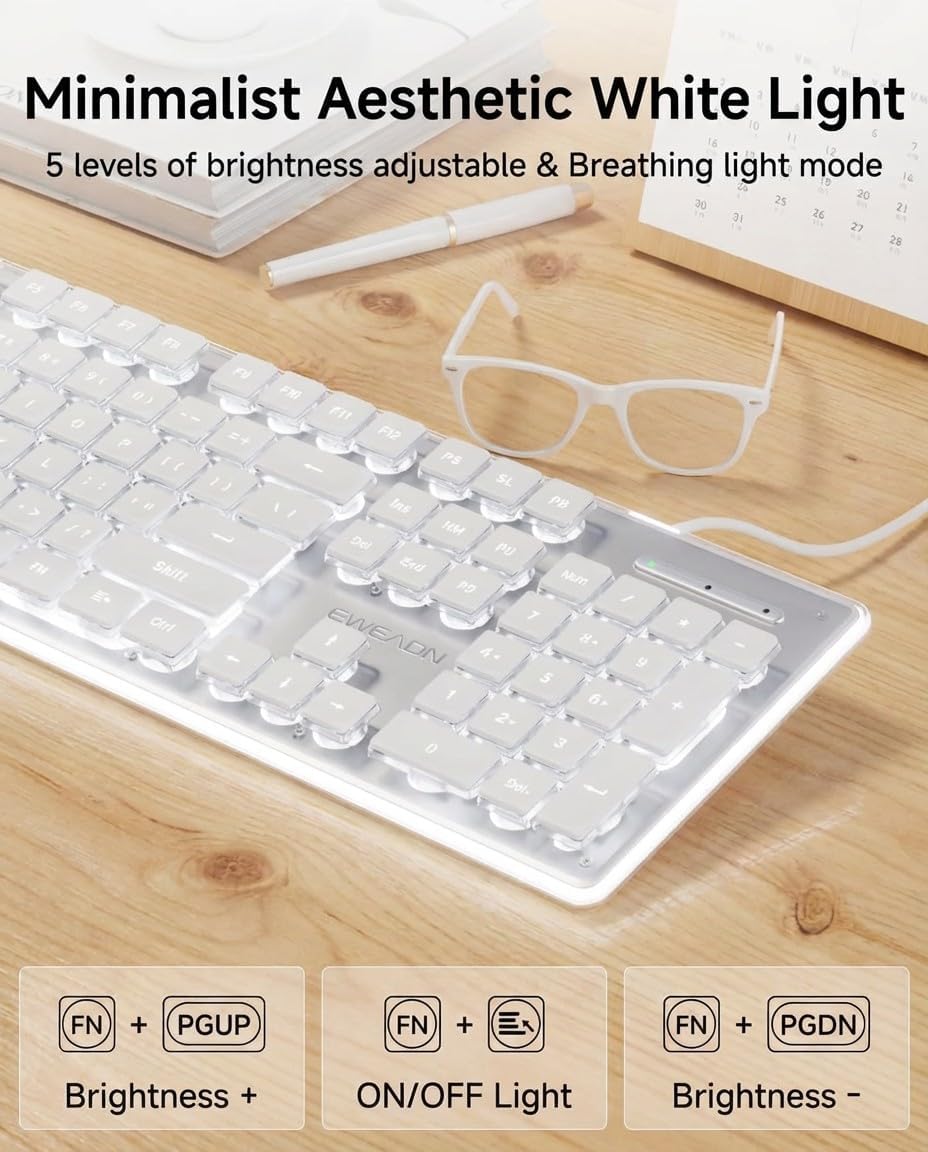 Wired USB Keyboard with White  - Pc Gaming Fullset review and price