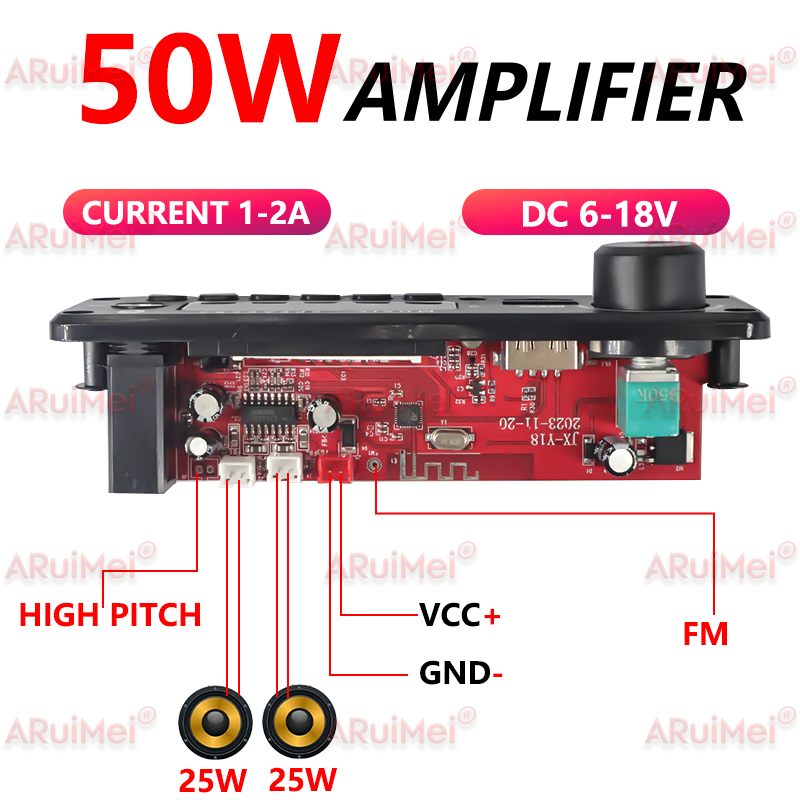 ARuiMei 50W 2 * 25W Amplifier  - Sound Card Usb review and price